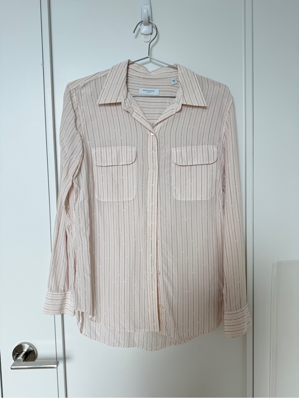 Equipment Light Pink Striped Button-Up Blouse